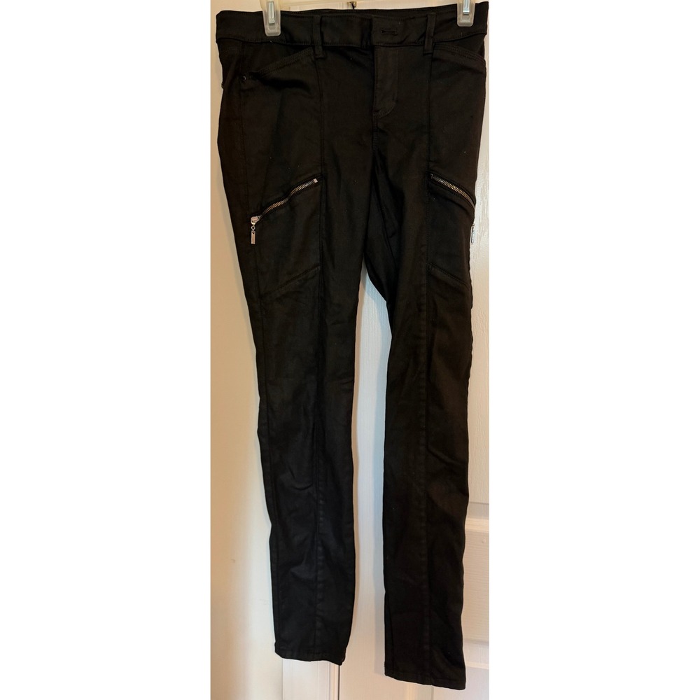 White House Black Market The Skinny Black Utility Zipper Pocket Pants Size 2